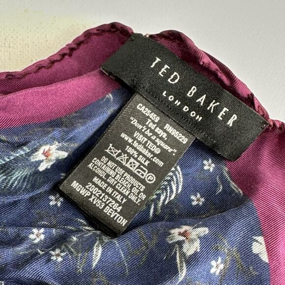 ted baker floral silk pocket square handkerchief - Picture 9 of 11